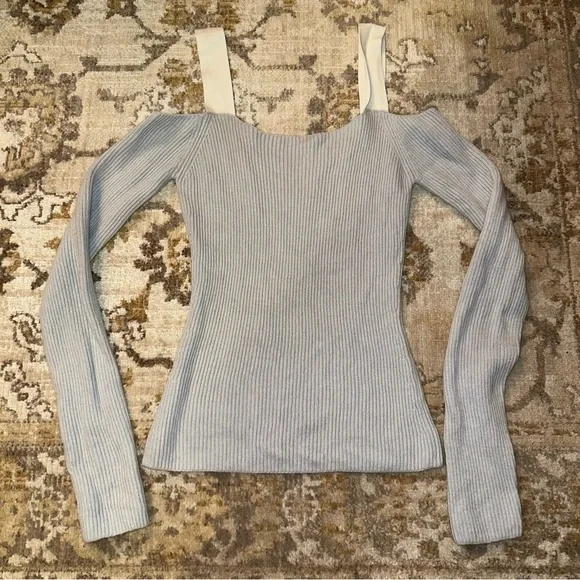 HELMUT LANG Strap V-neck Long-sleeve
Sweater | Cyber Blue XS - Picture 6 of 10